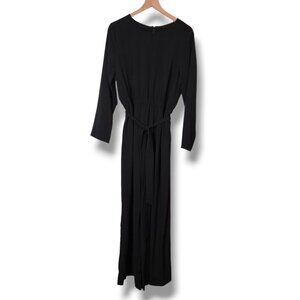 Who What Wear jumpsuit womens Large black long-sleeve wide-leg Lightweight